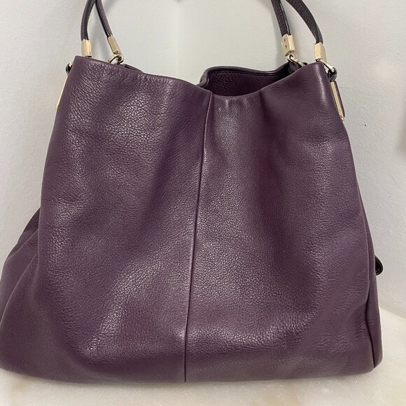 VGUC Coach Madison Phoebe Plum Leather Triple Compartment Shoulder Bag - Picture 2 of 15